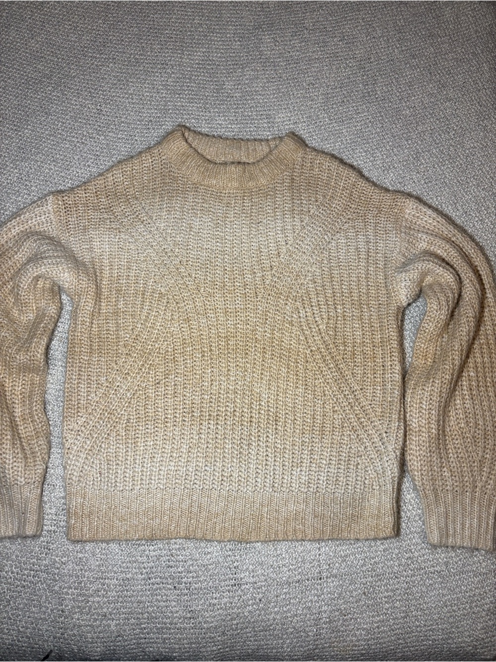 A New Day Beige Chunky Ribbed Knit Crewneck Sweater - Size M